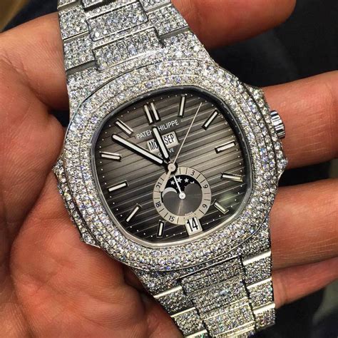 patek philippe iced out cheap|Patek Philippe nautilus diamond bezel.